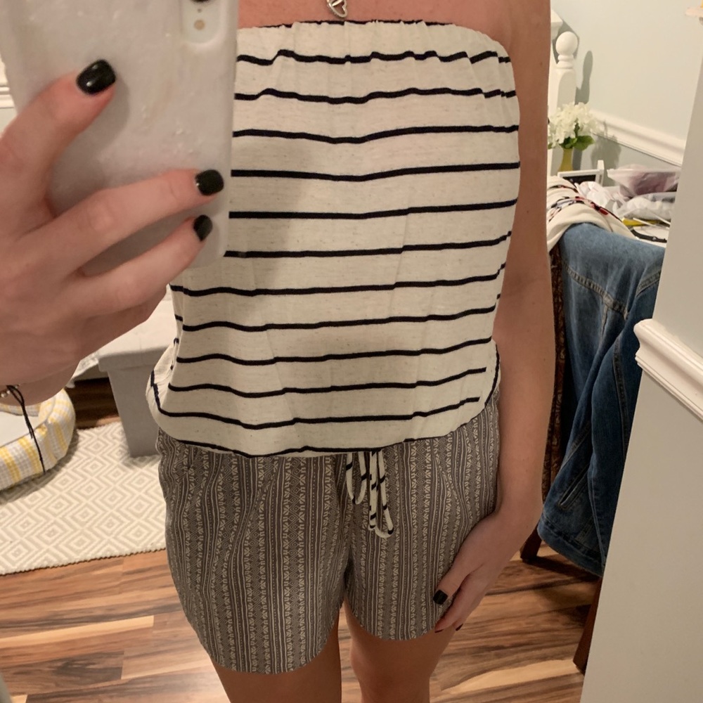 Romper White/Navy Blue top & Grey/White bottom